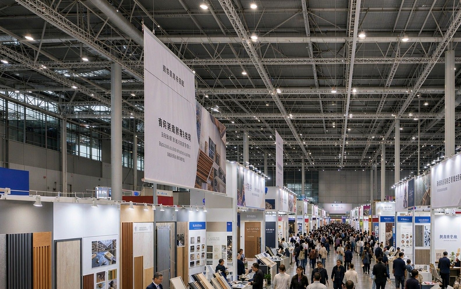 Canton Fair exhibition hall with international buyers