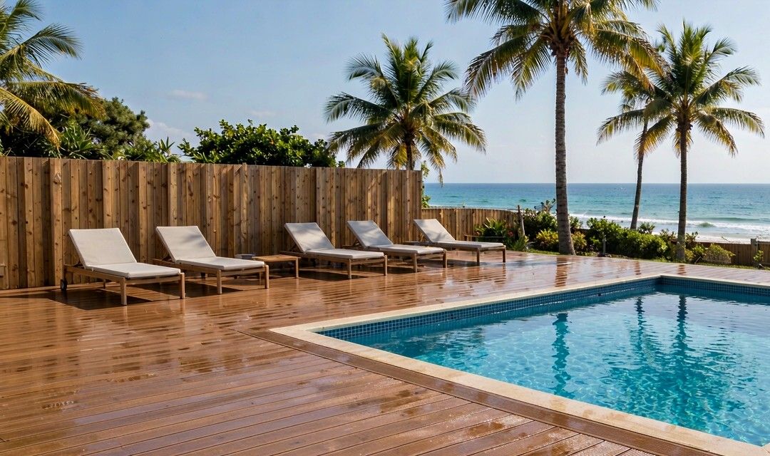WPC decking around a coastal resort pool