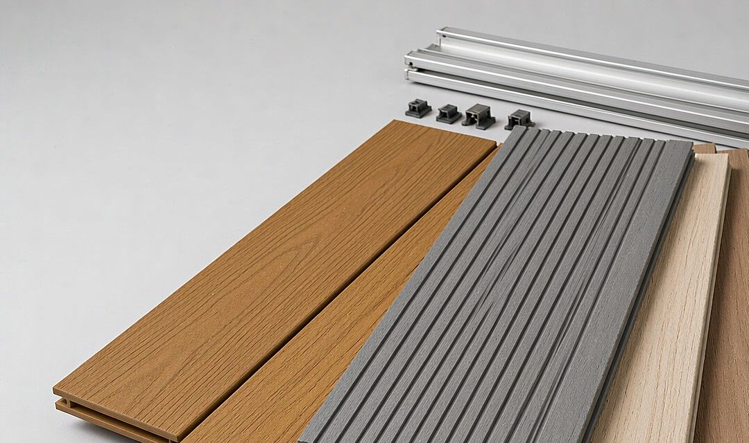 WPC decking color and profile range with accessories
