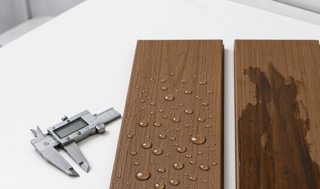 Water absorption test comparison between quality and filler-heavy WPC boards